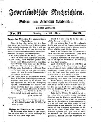 Jeverländische Nachrichten Sonntag 23. März 1845