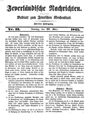 Jeverländische Nachrichten Sonntag 30. März 1845