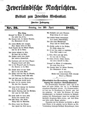 Jeverländische Nachrichten Sonntag 20. April 1845