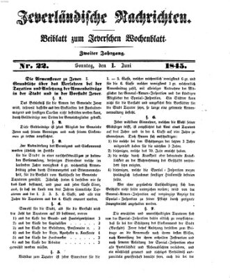 Jeverländische Nachrichten Sonntag 1. Juni 1845