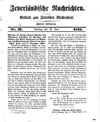 Jeverländische Nachrichten Sonntag 8. Juni 1845