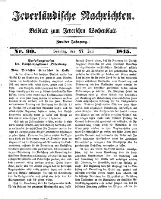 Jeverländische Nachrichten Sonntag 27. Juli 1845