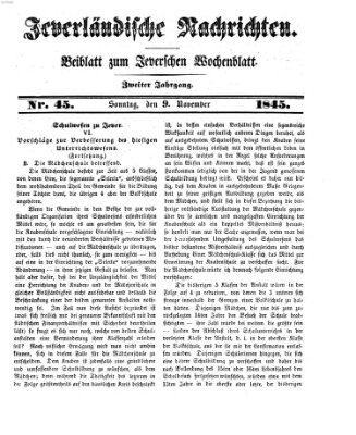 Jeverländische Nachrichten Sonntag 9. November 1845