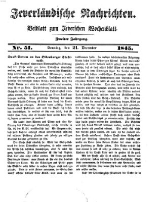 Jeverländische Nachrichten Sonntag 21. Dezember 1845