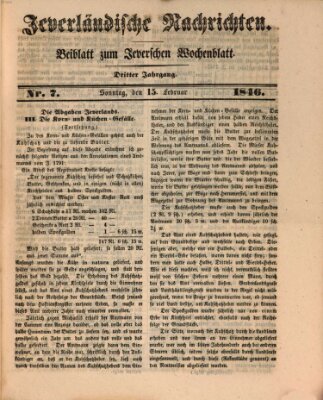 Jeverländische Nachrichten Sonntag 15. Februar 1846