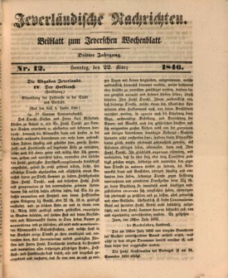 Jeverländische Nachrichten Sonntag 22. März 1846