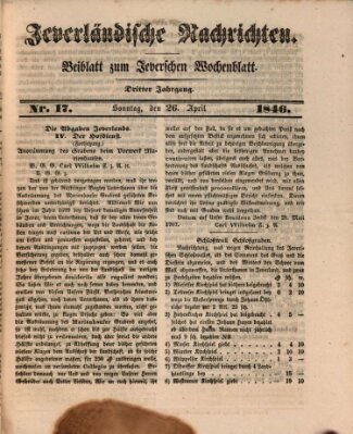 Jeverländische Nachrichten Sonntag 26. April 1846