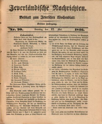 Jeverländische Nachrichten Sonntag 17. Mai 1846