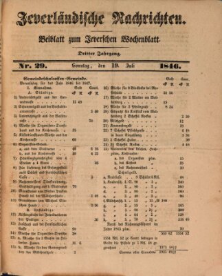 Jeverländische Nachrichten Sonntag 19. Juli 1846