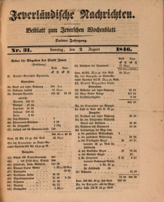 Jeverländische Nachrichten Sonntag 2. August 1846