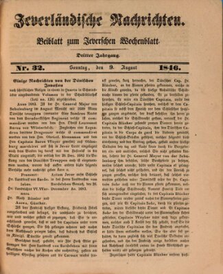 Jeverländische Nachrichten Sonntag 9. August 1846