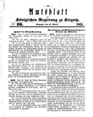 Amts-Blatt der Preußischen Regierung zu Liegnitz Samstag 17. April 1869