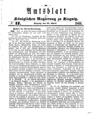 Amts-Blatt der Preußischen Regierung zu Liegnitz Samstag 24. April 1869