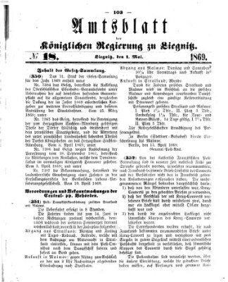 Amts-Blatt der Preußischen Regierung zu Liegnitz Samstag 1. Mai 1869