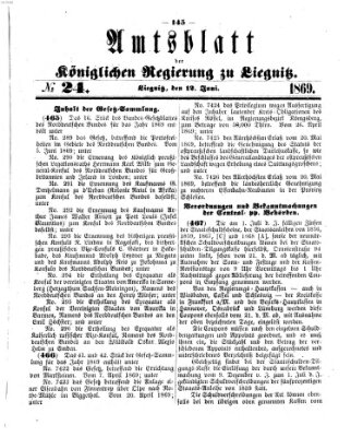 Amts-Blatt der Preußischen Regierung zu Liegnitz Samstag 12. Juni 1869