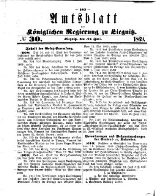 Amts-Blatt der Preußischen Regierung zu Liegnitz Samstag 24. Juli 1869