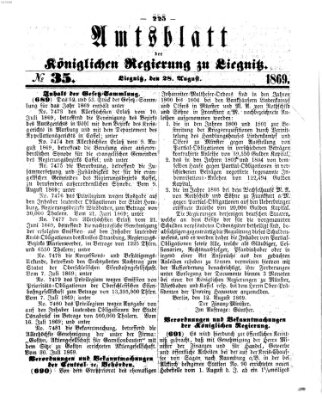 Amts-Blatt der Preußischen Regierung zu Liegnitz Samstag 28. August 1869