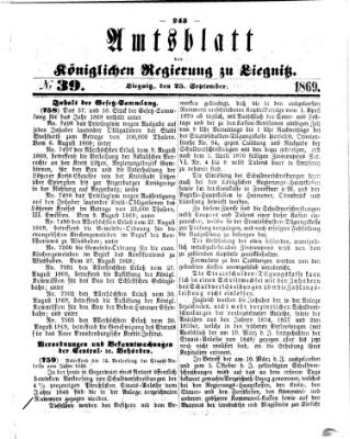 Amts-Blatt der Preußischen Regierung zu Liegnitz Samstag 25. September 1869