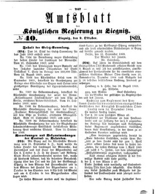 Amts-Blatt der Preußischen Regierung zu Liegnitz Samstag 2. Oktober 1869