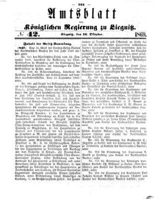 Amts-Blatt der Preußischen Regierung zu Liegnitz Samstag 16. Oktober 1869