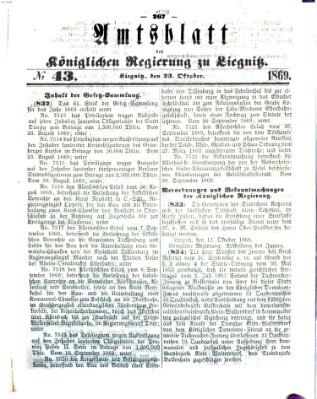 Amts-Blatt der Preußischen Regierung zu Liegnitz Samstag 23. Oktober 1869