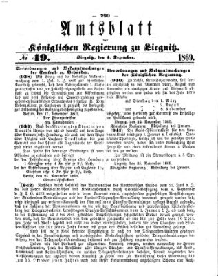 Amts-Blatt der Preußischen Regierung zu Liegnitz Samstag 4. Dezember 1869