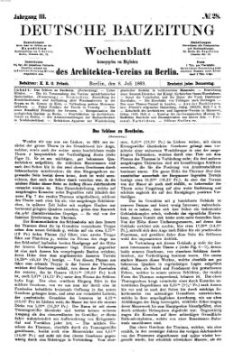 Deutsche Bauzeitung 〈Berlin〉 Donnerstag 8. Juli 1869