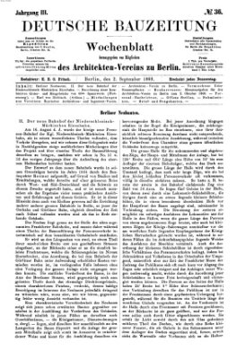 Deutsche Bauzeitung 〈Berlin〉 Donnerstag 2. September 1869