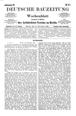 Deutsche Bauzeitung 〈Berlin〉 Donnerstag 18. November 1869