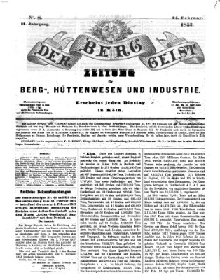 Der Berggeist Dienstag 24. Februar 1857