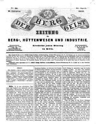 Der Berggeist Dienstag 21. April 1857