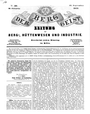 Der Berggeist Dienstag 29. September 1857