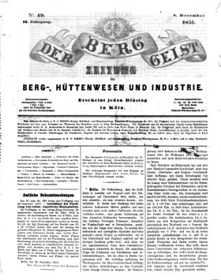 Der Berggeist Dienstag 8. Dezember 1857