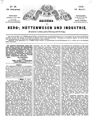 Der Berggeist Dienstag 12. April 1859