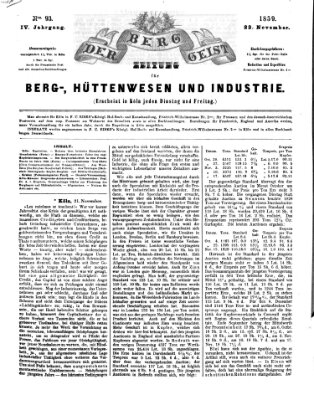 Der Berggeist Dienstag 22. November 1859