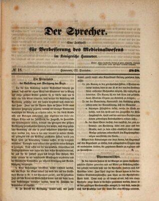 Sprecher Freitag 22. Dezember 1848