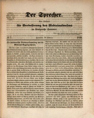 Sprecher Freitag 16. Februar 1849