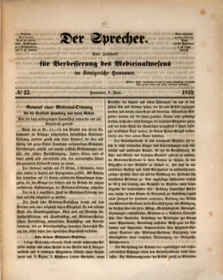 Sprecher Freitag 1. Juni 1849