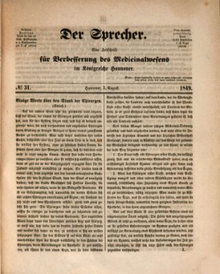 Sprecher Freitag 3. August 1849