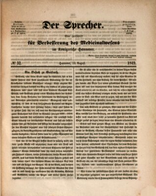 Sprecher Freitag 10. August 1849