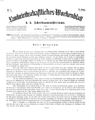 Landwirthschaftliches Wochenblatt des K.K. Ackerbauministeriums in Wien Freitag 7. Januar 1870