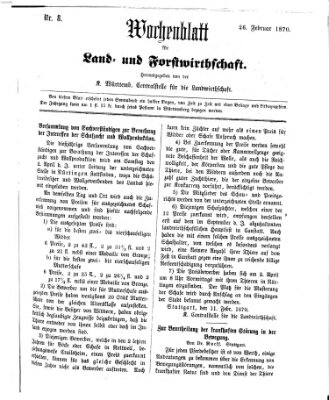 Wochenblatt für Land- und Forstwirthschaft Samstag 26. Februar 1870