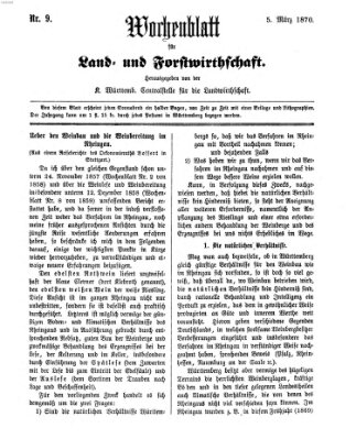 Wochenblatt für Land- und Forstwirthschaft Samstag 5. März 1870