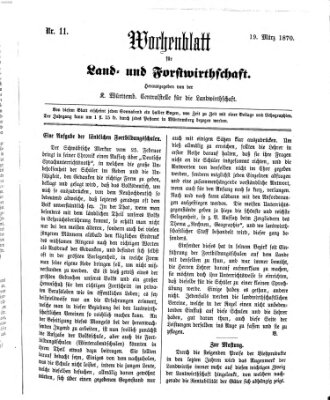 Wochenblatt für Land- und Forstwirthschaft Samstag 19. März 1870