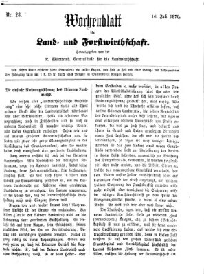 Wochenblatt für Land- und Forstwirthschaft Samstag 16. Juli 1870