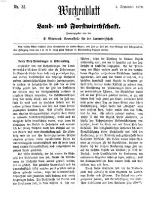 Wochenblatt für Land- und Forstwirthschaft Samstag 3. September 1870