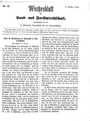 Wochenblatt für Land- und Forstwirthschaft Samstag 8. Oktober 1870