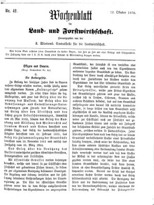 Wochenblatt für Land- und Forstwirthschaft Samstag 22. Oktober 1870