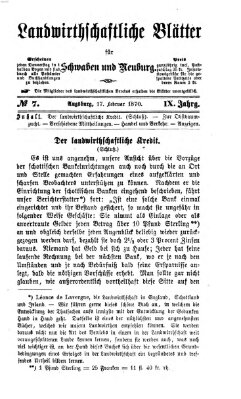 Landwirtschaftliche Blätter für Schwaben und Neuburg Donnerstag 17. Februar 1870