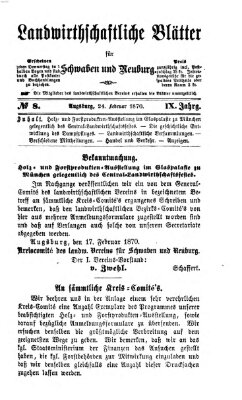 Landwirtschaftliche Blätter für Schwaben und Neuburg Donnerstag 24. Februar 1870